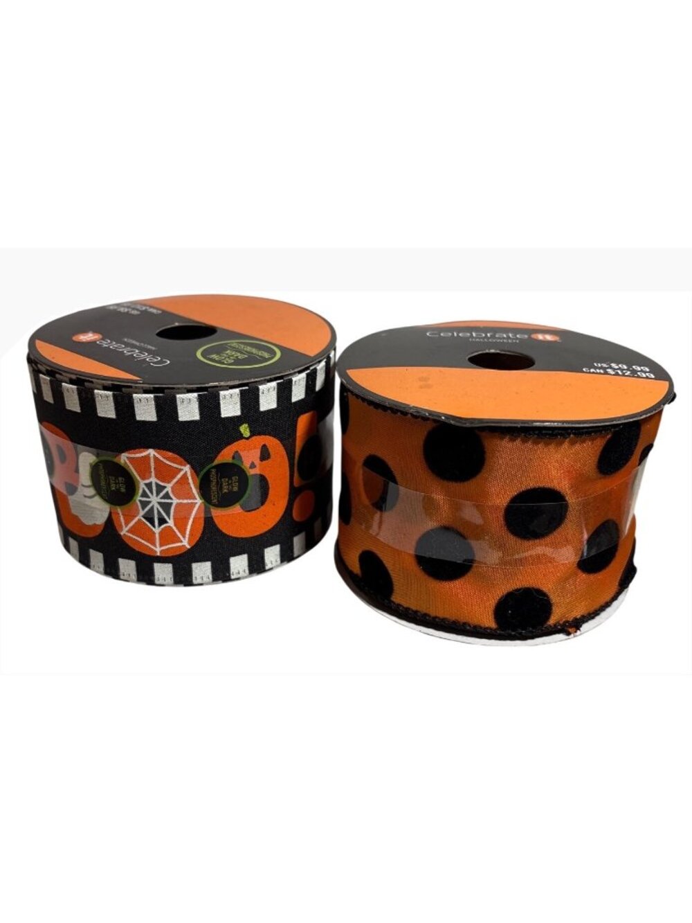 Celebrate It Halloween Glow-In-The-Dark & Wired Ribbon 2.5" Wide 18 ft & 20 ft